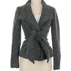 Gorgeous Zara Basics Gray Tie Front Boucle Jacket Perfect for Fall